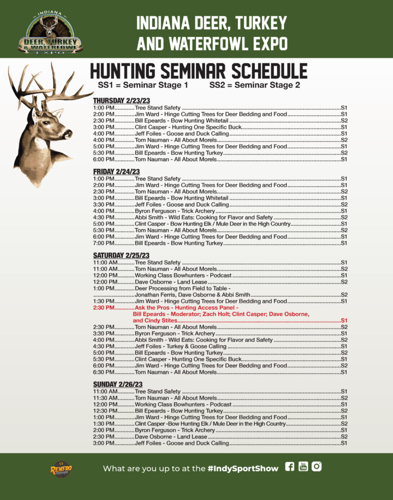 Daily Schedule Indiana Deer, Turkey & Waterfowl Expo